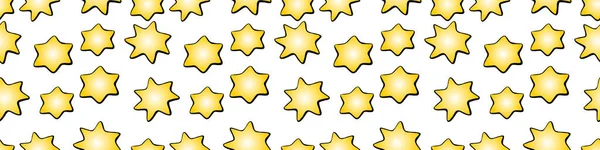 ベクトル白い背景に孤立した輪郭黄色の星とシームレスなパターン 夜空の魔法のテクスチャ — ストックベクタ