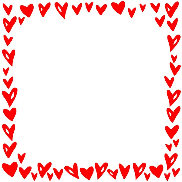 Векторна Рамка Рамка Маленьких Червоних Сердець Простий Романтичний Символ Любові — стоковий вектор