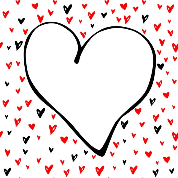 Векторна Рамка Рамка Червоних Чорних Сердець Простий Романтичний Символ Любові — стоковий вектор