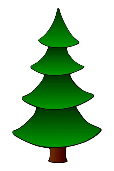 Tall Gran Träd Vektor Grön Siluett Platt Stil Isolerad Clipart — Stock vektor