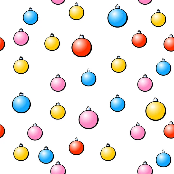 Vector Seamless Pattern Christmas Tree Balls New Year Xmas Backgrounds — Stock Vector