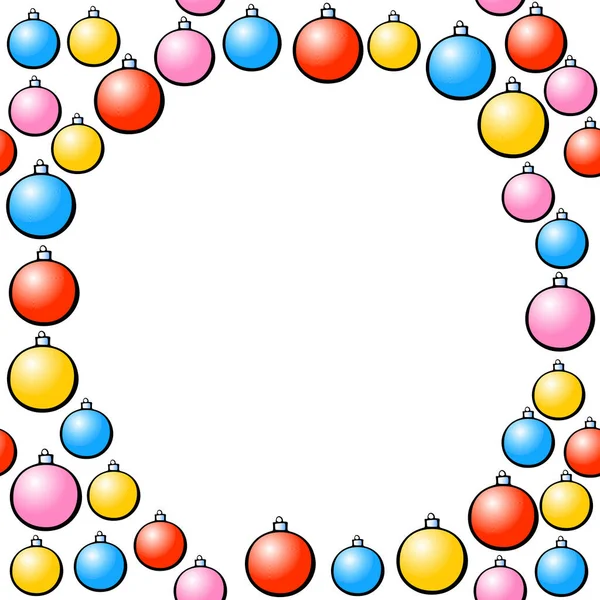 Векторная Рама Рождественских Шаров Новый Год Фон Граница Зимних Праздников — стоковый вектор