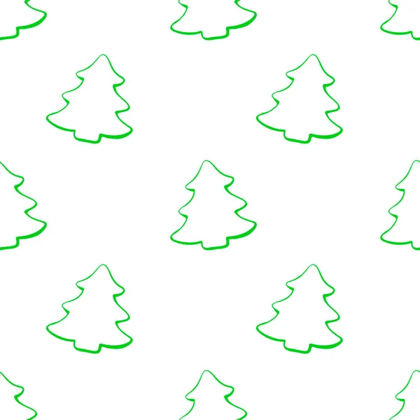 Векторні Безшовні Візерунки Контурами Fir Pine Xmas Tree Doodle Style — стоковий вектор