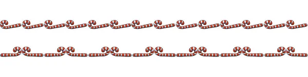 Bordure Ruban Bordure Canne Bonbons Rouge Motif Vectoriel Sans Couture — Image vectorielle