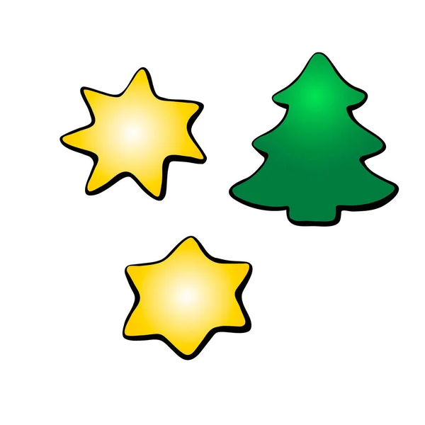 Vector Set Festive Symbols Figures Stars Christmas Tree Design Elements — Stock Vector