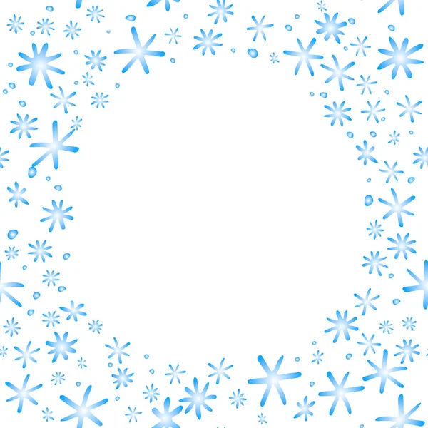 冬季矢量框架的简单蓝色雪花 降雪主题模板 圣诞节 — 图库矢量图片
