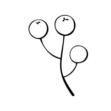 Karalama tarzında böğürtlenli vektör soyut ana dal. Botanik Clipart, kartpostal tasarımı için öge, davetiyeler, logo ya da pankart oluşturma