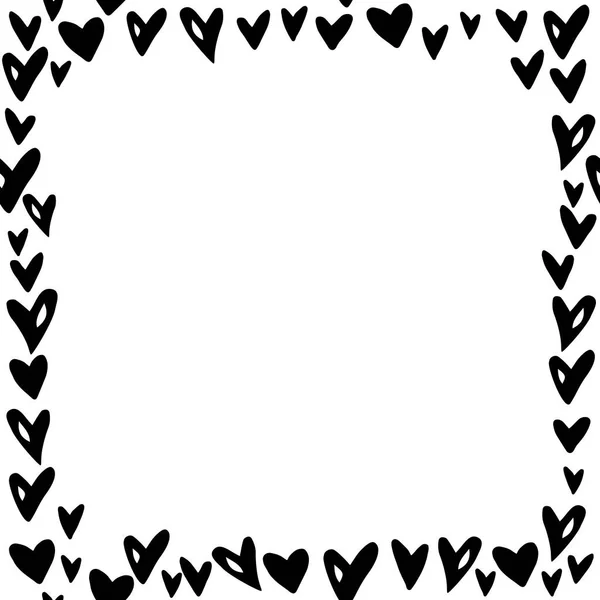 Vector Frame Border Small Hearts Simple Romance Symbol Love Background — Stockvektor
