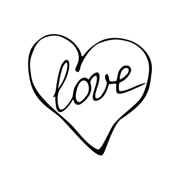 Vector Inscription Love Heart Hand Drawn Clipart Sign Element Design — 图库矢量图片