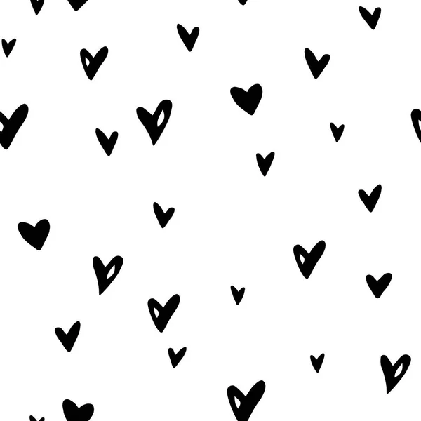 Vector Seamless Abstract Pattern Small Hearts Hand Drawn Doodle Background — Vettoriale Stock
