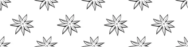 Векторный Бесшовный Рисунок Контурной Звезды Аниса Стиле Каракулей Изолированный Фон — стоковый вектор