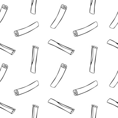 Tarçın kalıbının karalama tarzında kusursuz bir şekli var. Baharat, baharat, fırın, sıcak içecekler, aromateryal, yemek pişirme...