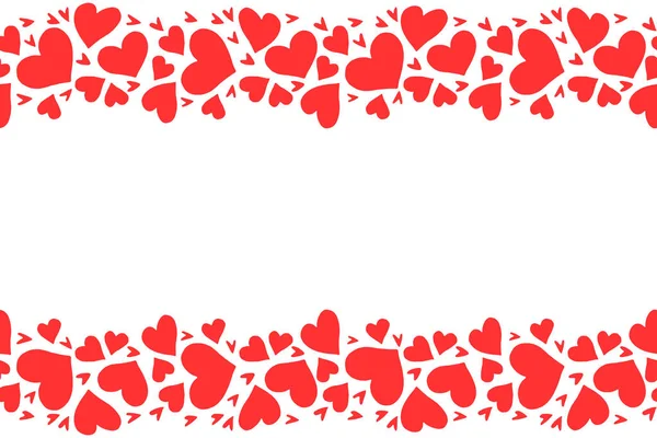 Backgrounds Frames Red Hearts Hand Drawn Love Romance Theme Horizontal — стоковий вектор