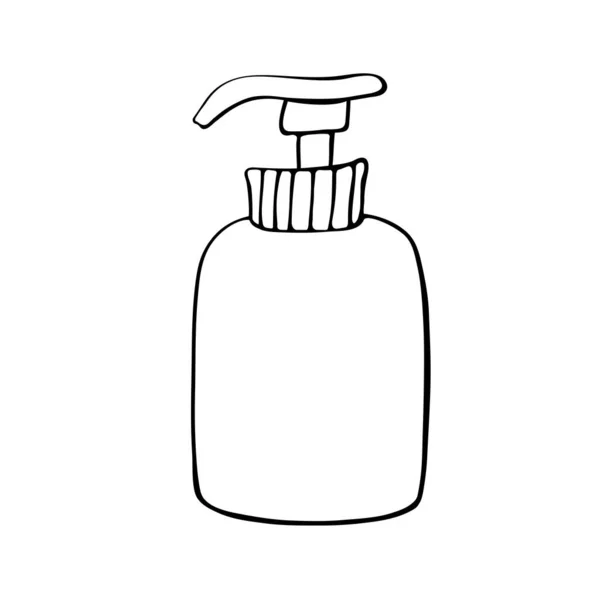 Vector Black Contour Bottle Dispenser Cosmetic Bottle Sanitizer Hand Soap — Stock Vector