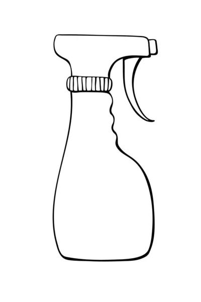 Vector Black Contour Sprayer Plastic Bottle Pulverizer Doodle Style Clip — Stock Vector