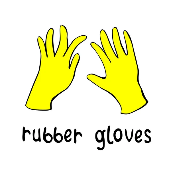 Utilice Guantes Goma Póster Simple Vector Con Letras Dibujo Contorno — Archivo Imágenes Vectoriales