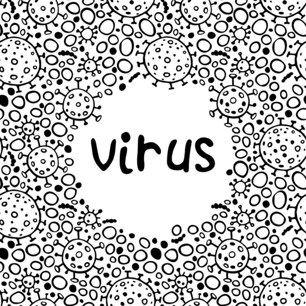 Fondo Marco Borde Moléculas Células Virus Bacterias Con Letras Concepto — Vector de stock