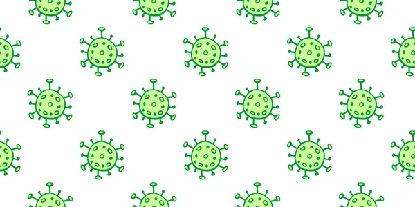 分子のシームレスなパターン ウイルスの細胞 パンデミック 流行Covid 微生物 科学研究の原始的な概念 アウトラインドアスタイルのベクトルテクスチャ分離 — ストックベクタ
