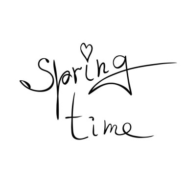 Springtime - vector handwritten inscription. Cute simple clipart, decorative inscription in doodle style.