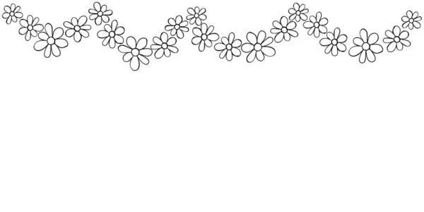 ベクトルトップボーダー カーテン 上端の輪郭小さな花からのペレット バレンタインデー 結婚式のための縁結び ロマンス 夏の装飾 — ストックベクタ