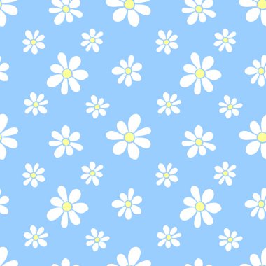 Basit çiçek desenli taşıyıcı. Papatya çiçeği desenli şirin, uçsuz bucaksız bir iz. Yaz mevsimi çocuk geçmişi ve dokuları