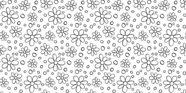 Basit ilkel çiçek desenli taşıyıcı. Elle çizilmiş çiçekli şirin, uçsuz bucaksız bir iz. Çizim, karalama, karalama.