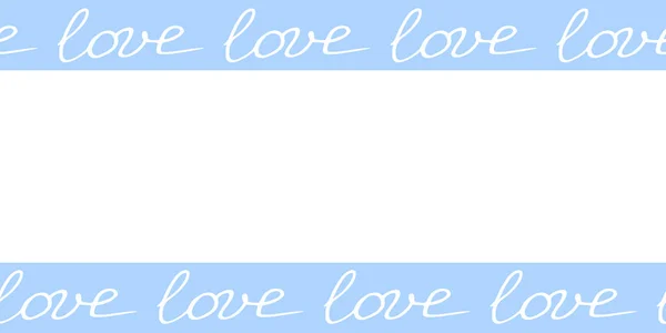 Vector Romantic Frame Inscriptions Love Horizontal Top Bottom Edging Decoration — Vetor de Stock