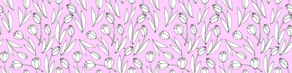 Patrón Sin Costura Vectorial Con Flores Tulipán Textura Primavera Plana — Vector de stock