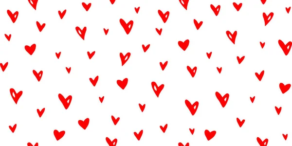 Vektor Nahtloses Abstraktes Muster Kleiner Roter Herzen Handgezeichneter Doodle Hintergrund — Stockvektor