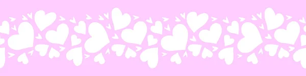 Bordure Vectorielle Ruban Bordure Cœurs Blancs Sur Fond Rose Délicat — Image vectorielle