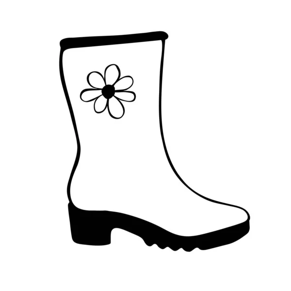 病媒概述雨天或园艺时的橡胶雨靴 手工绘画的衣服元素 剪贴画风格的涂鸦 — 图库矢量图片