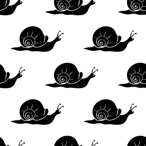 Modèle Vectoriel Sans Couture Avec Des Escargots Mignons Noirs Dans — Image vectorielle