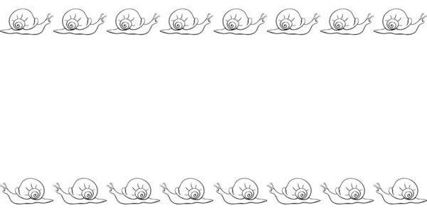 Vecteur Bordure Dessinée Main Cadre Contour Escargots Mignons Dans Style — Image vectorielle