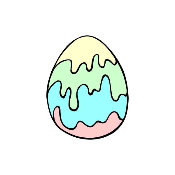 Vector Colorido Huevo Pascua Con Rayas Pintura Ilustración Vacaciones Clipart — Vector de stock
