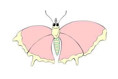 Şirin renk kelebeği düz bir şekilde taşıyın. Basit tasarım öğesi, bahar, yaz, kartpostal, çocuklar için doğal element tasarımı.