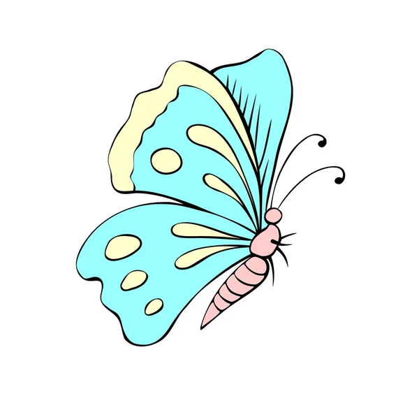 平型のベクトルかわいい色蝶 シンプルなデザイン要素 はがき 子供のためのクリップアート自然要素のデザイン — ストックベクタ