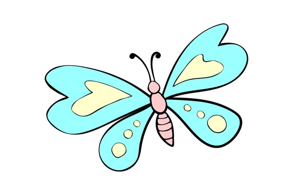 Vector Süße Farbe Schmetterling Flachem Stil Einfaches Gestaltungselement Clip Art — Stockvektor