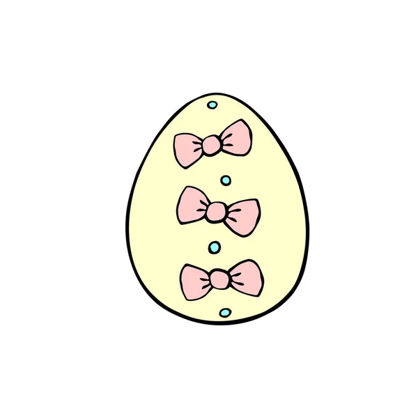 Vektorové Velikonoční Vajíčko Luky Rekreační Ilustrace Kliparty Ručně Kresleném Plochém — Stockový vektor