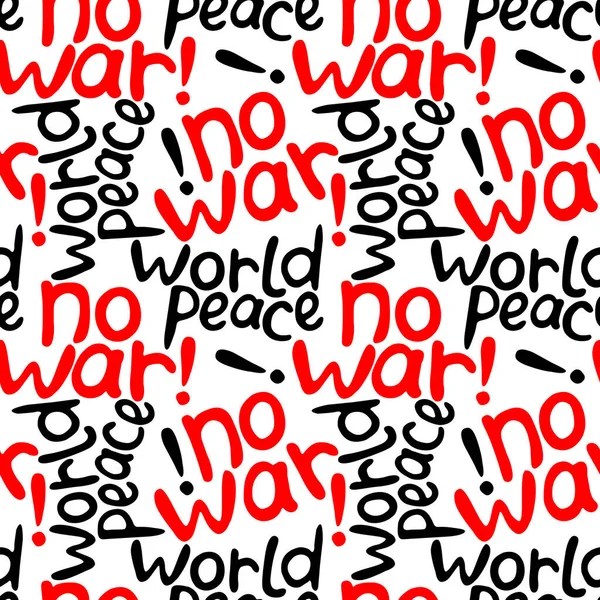 War World Peace Vector Seamless Pattern Inscription Doodle Handwritten War — Stock Vector