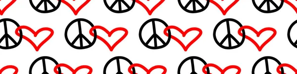 Paix Amour Motif Vectoriel Sans Couture Avec Symbole International Pacifisme — Image vectorielle