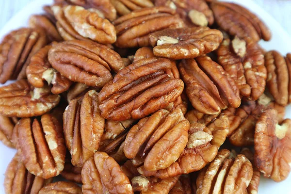 Closeup Texture Detail Dried Pecan Nuts — Stock Photo, Image