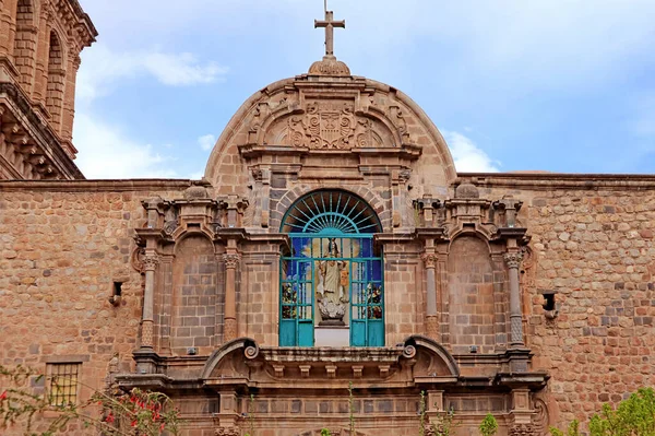 Fachada Ornata Basílica Menor Merced Centro Histórico Cidade Cusco Peru — Fotografia de Stock