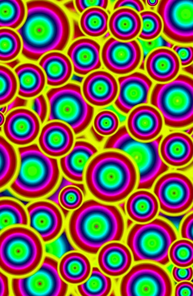 Vivid Multi Color Playful Chaotic Circles Pattern Abstract Background — 스톡 사진