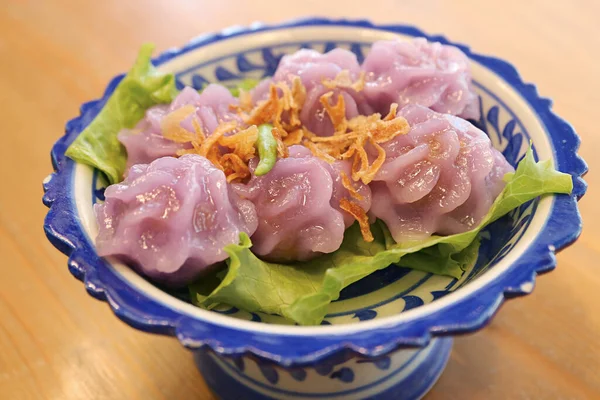 Steamed Flower Shaped Dumplings Called Chor Muang Purple Bouquet Thai — Photo