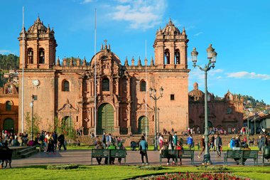 Plaza de Armas Meydanı, Cuzco, Peru 'daki Bakire veya Cusco Katedrali Assumption of the Virgin Basilica Katedrali