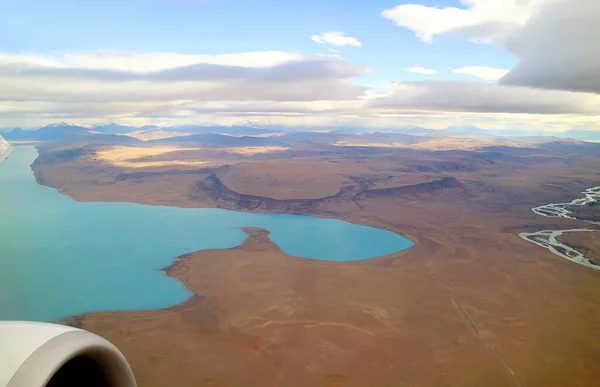 Luchtfoto Van Patagonië Prachtig Landschap Gezien Vanuit Het Raam Van — Stockfoto