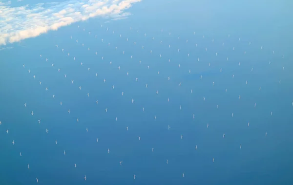 Luftaufnahme Des Offshore Windparks Großbritannien Vom Flugzeug Aus Während Des — Stockfoto
