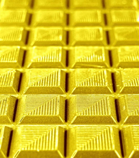 Pop Art Surreal Style Gold Ingot Golden Chocolate Bar Con —  Fotos de Stock