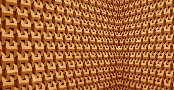 サフランイエロー対称性の視点の縮小 3D建築パターンと線 — ストック写真