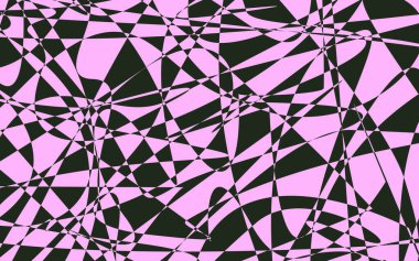 Gelecekçi kaotik şekiller ve pembe ve siyah soyut arkaplan çizgileri